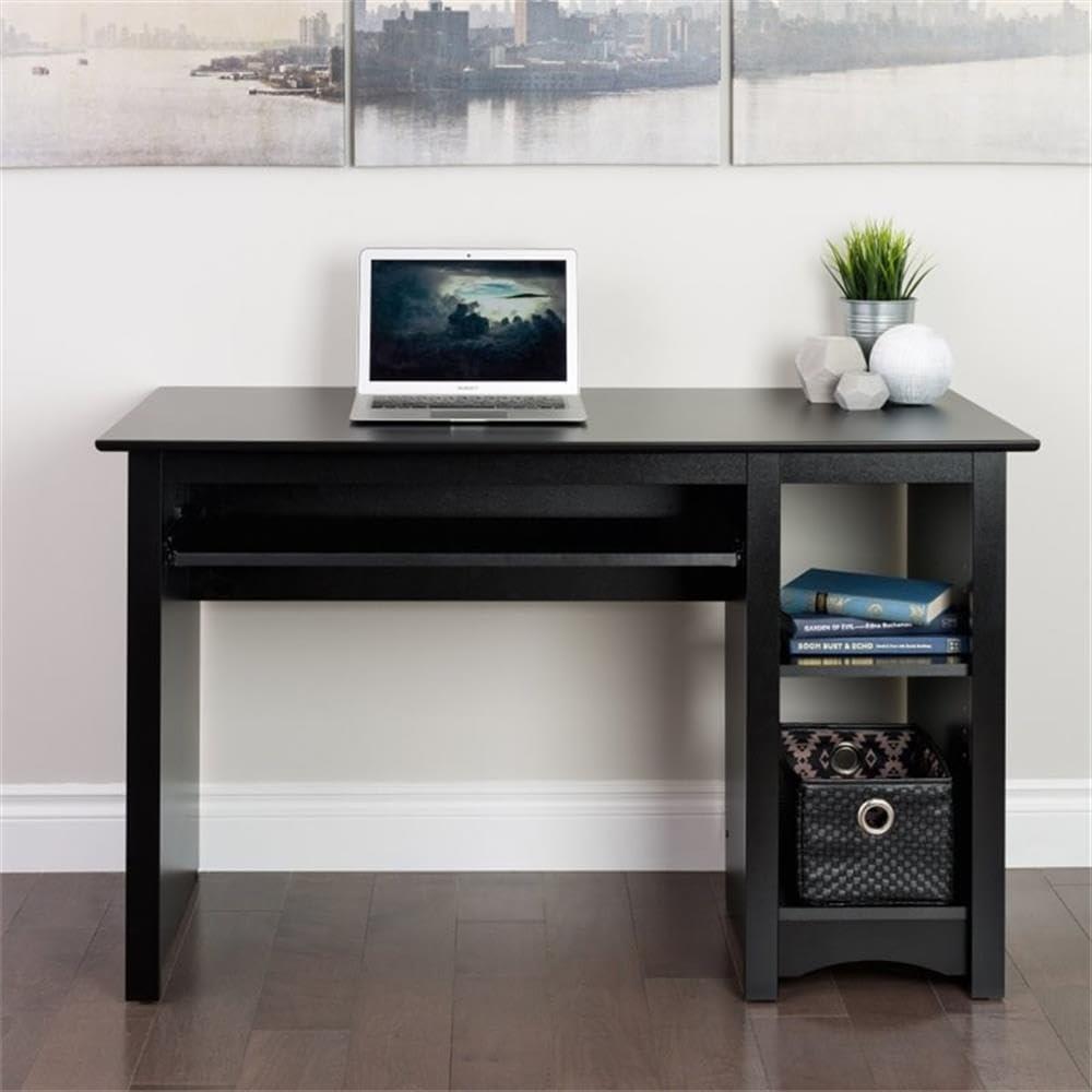 Computer Desk Black - Prepac: Office Workstation with Keyboard Tray & CPU Storage Shelf