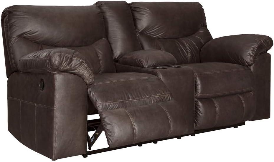 Signature Design by Ashley Boxberg Double Recliner Loveseat with Console, Teak