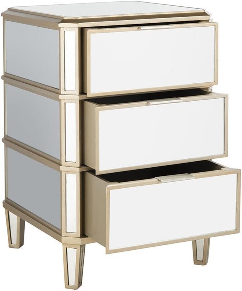 Giana 3 Drawer Mirrored Nightstand - Mirror - Safavieh.