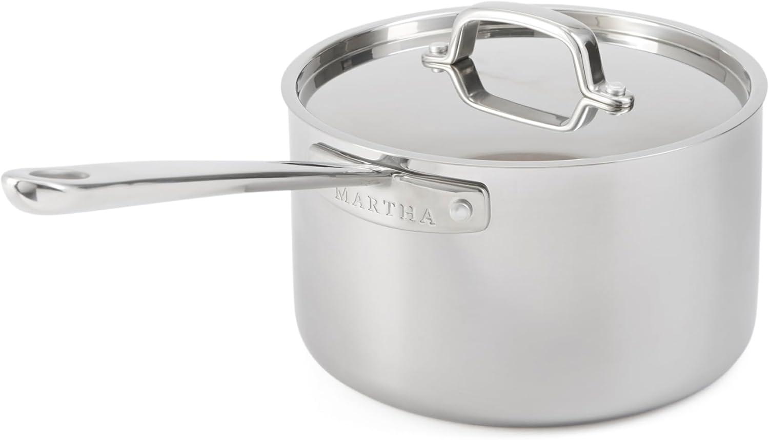 Martha Stewart 4-Quart Stainless Steel Saucier with Lid