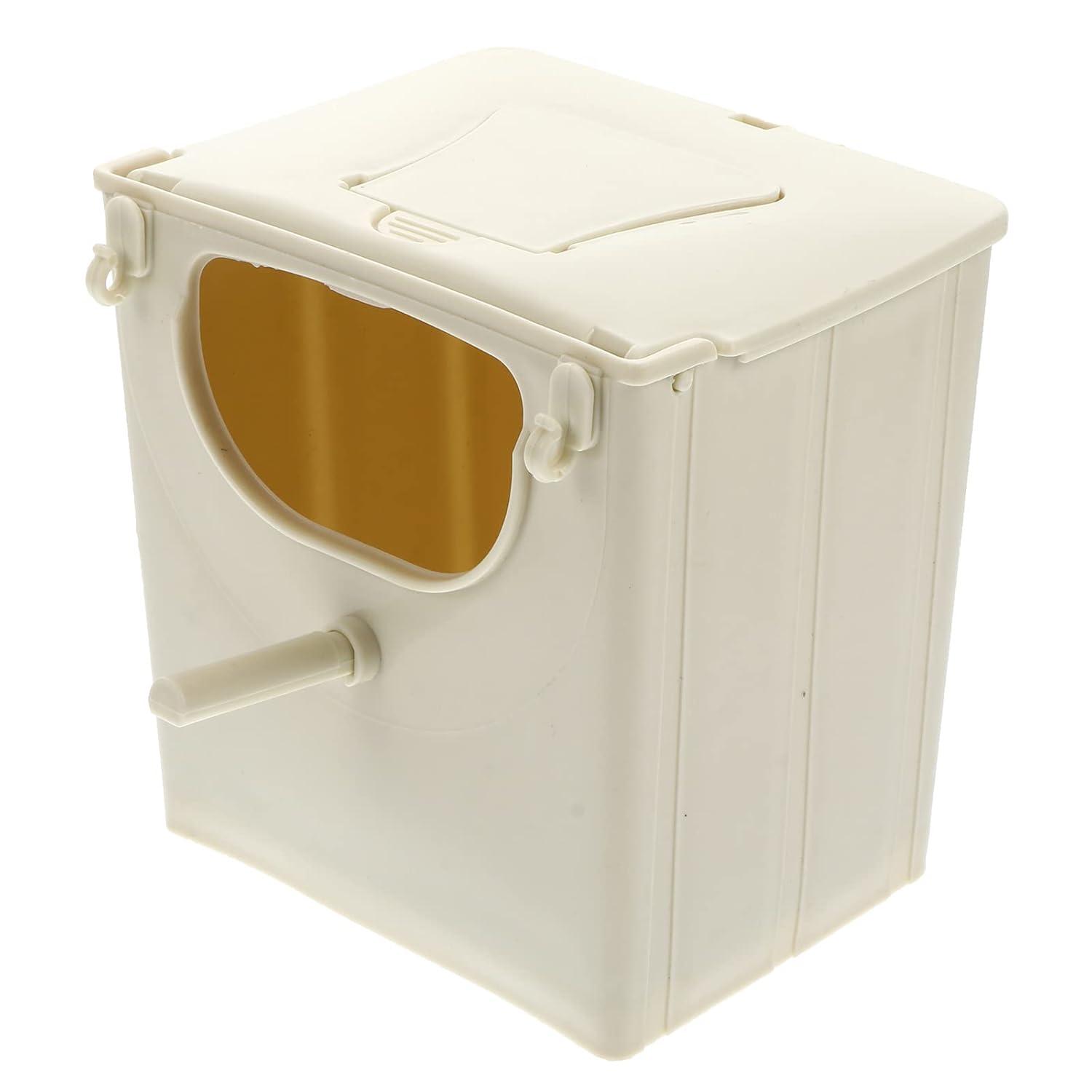 Off-White Plastic Parakeet Nesting Box with Perch