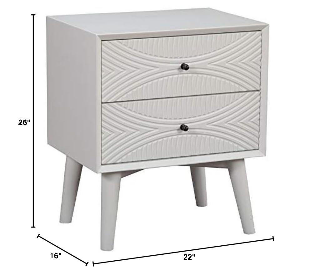 Alpine Furniture Tranquility 2 Drawer Nightstand, 22" W X 16" D X 26" H, white