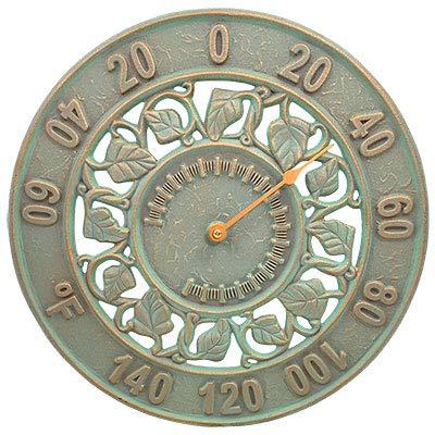 Ivy 12" Copper Verdigris Aluminum Indoor Outdoor Wall Clock
