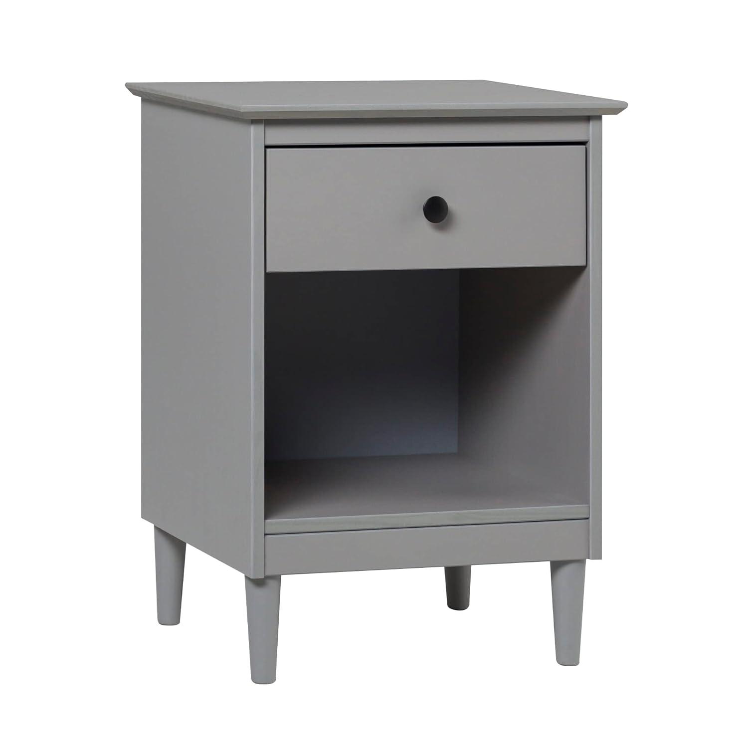 Pemberly Row Traditional 1-Drawer Solid Wood Nightstand - Gray