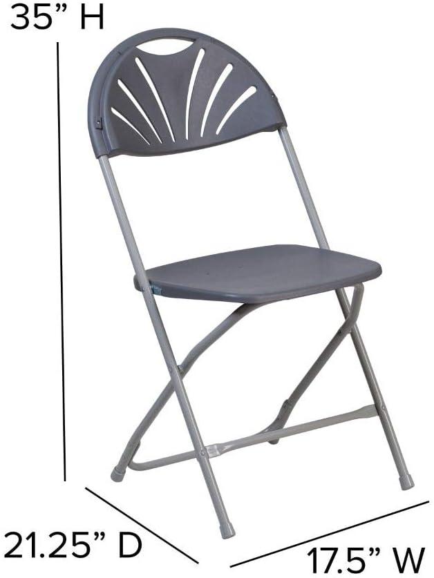 Charcoal Fan Back Plastic Folding Chair Duo, 650 lb. Capacity