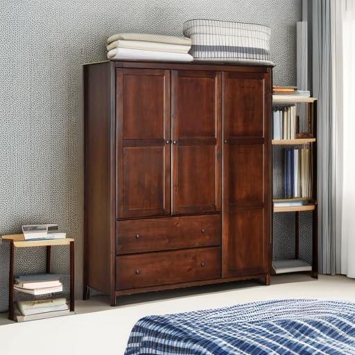 Shaker Cherry Solid Wood 3-Door Wardrobe Armoire