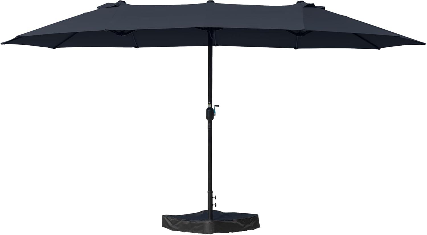 15 ft. x 9 ft. Market Double-Sided Patio Umbrella Extra-Large Waterproof Twin Umbrellas in Navy Blue