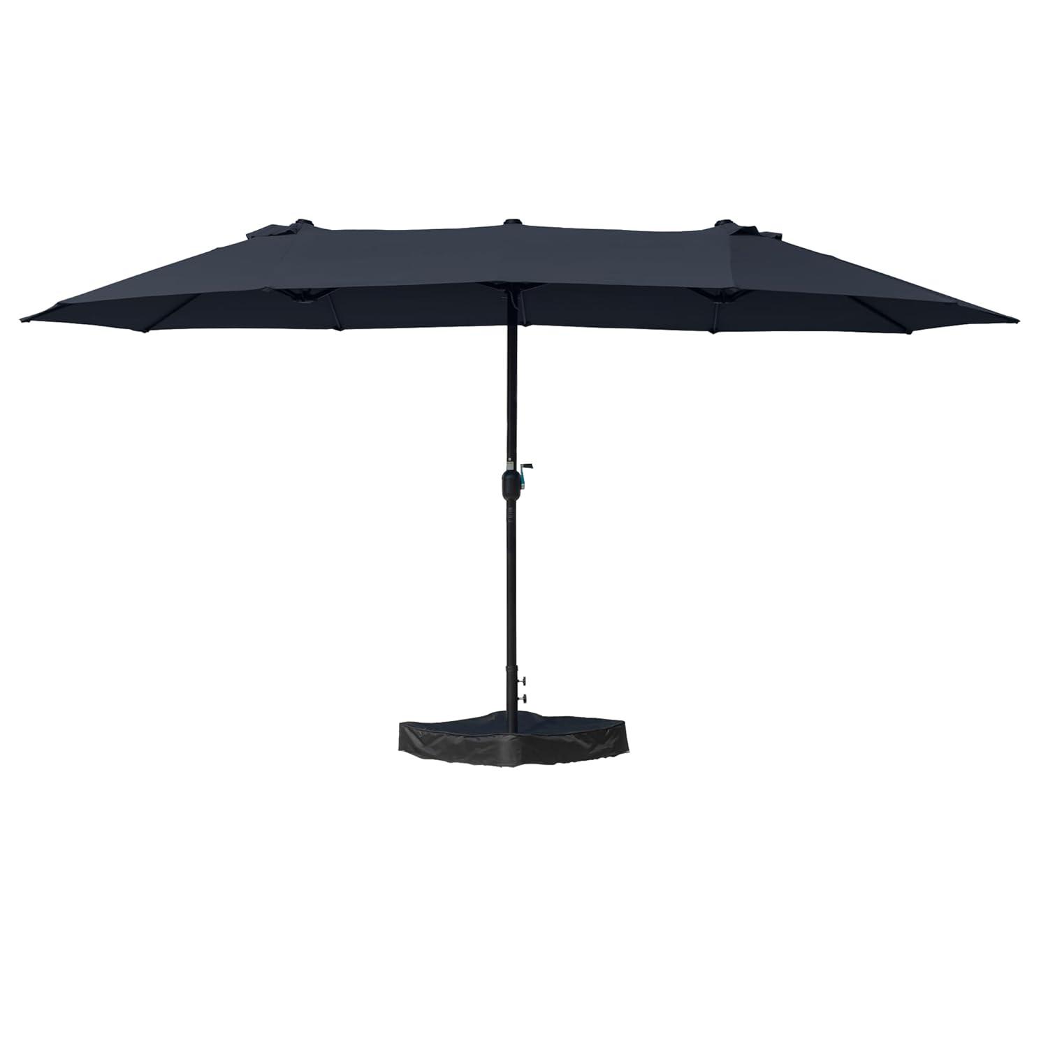 15 ft. x 9 ft. Market Double-Sided Patio Umbrella Extra-Large Waterproof Twin Umbrellas in Navy Blue