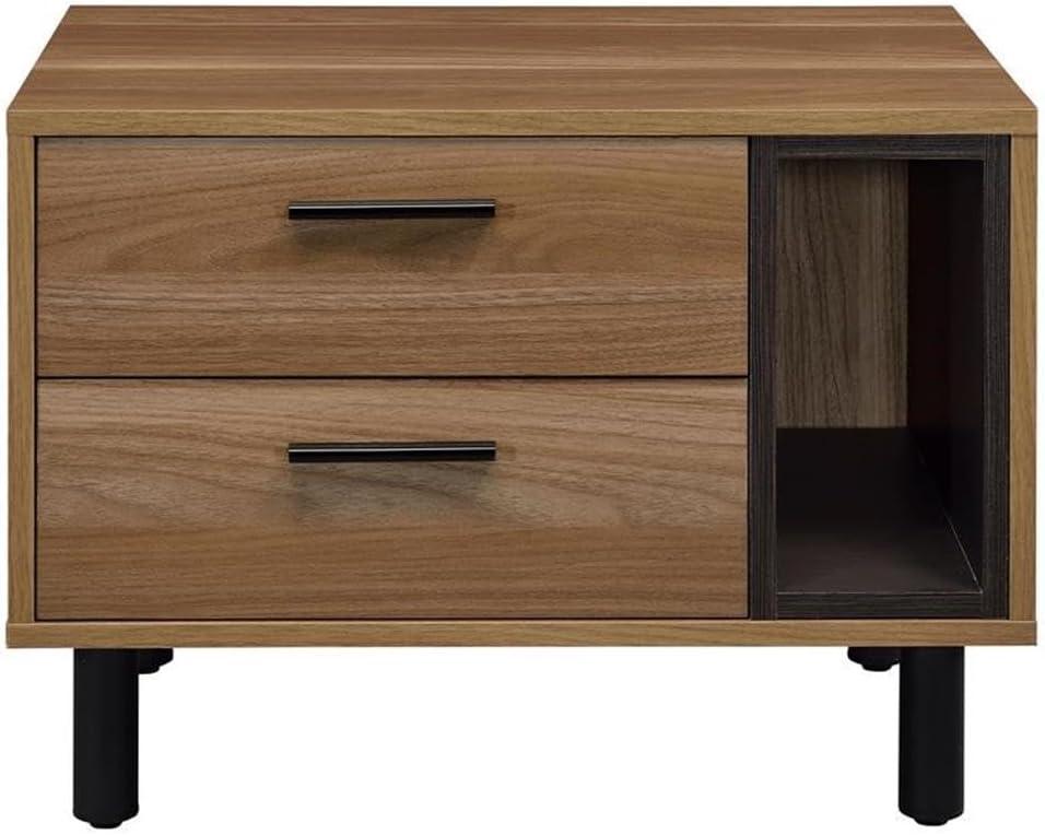 23" Trolgar Accent Table Brown Oak/Black Finish - Acme Furniture: No Assembly, Open Shelf, Wood Composite