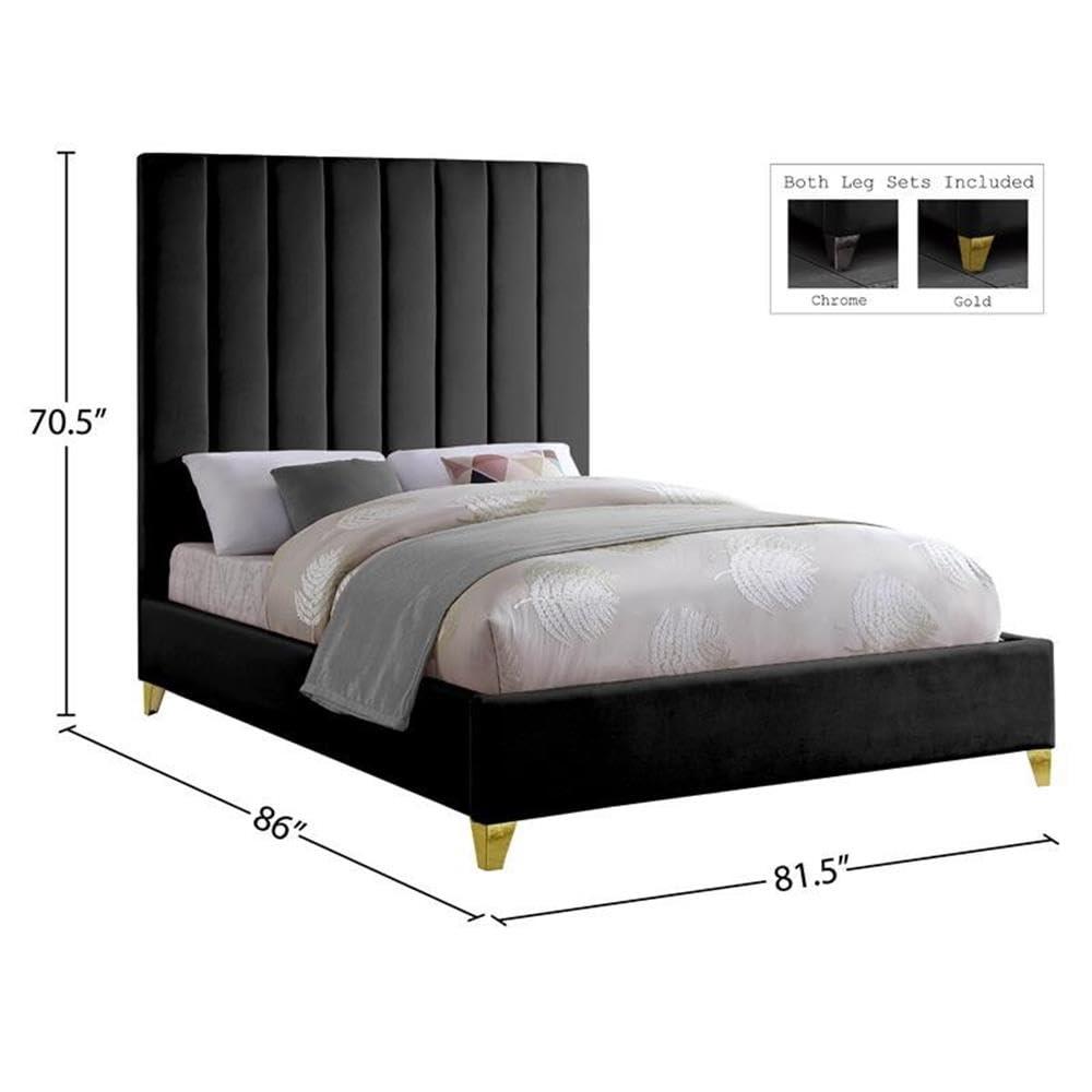 Meridian Furniture Via Rich Velvet King Bed in Black