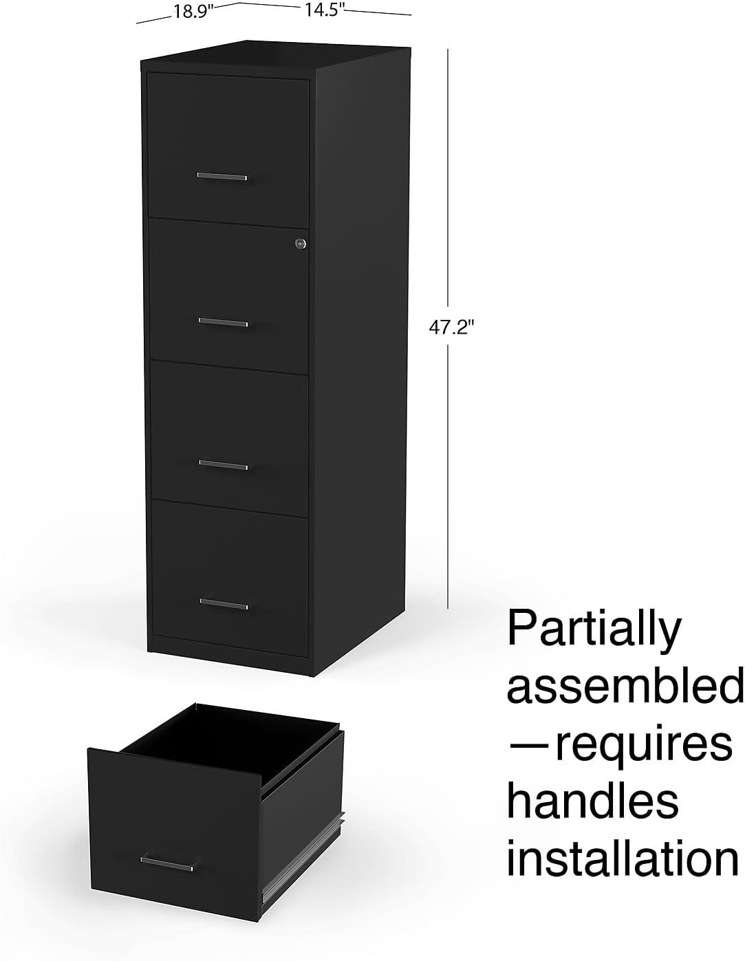 Staples 4-Drawer Vertical File Cabinet Locking Letter Black 18"D (52152) 16883/52152