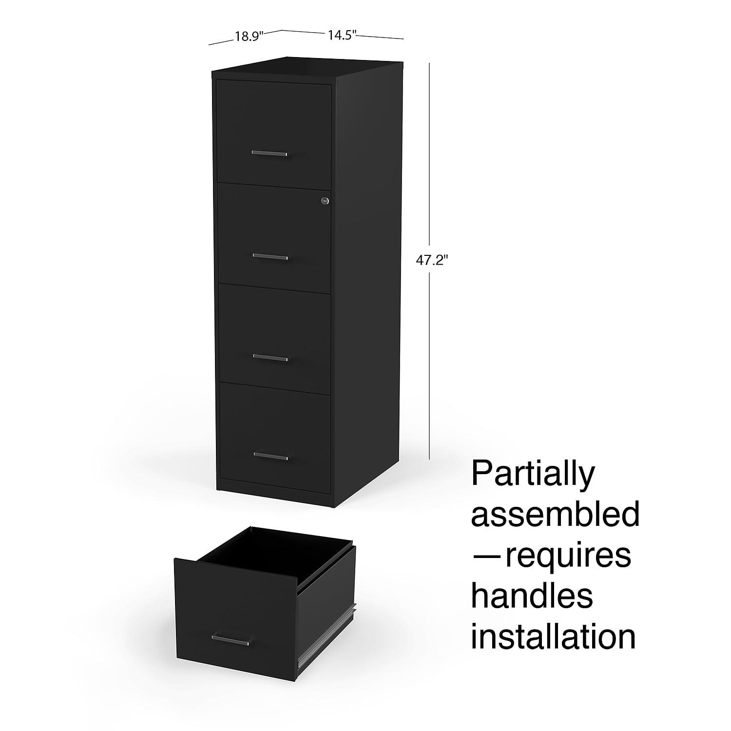 Staples 4-Drawer Vertical File Cabinet Locking Letter Black 18"D (52152) 16883/52152