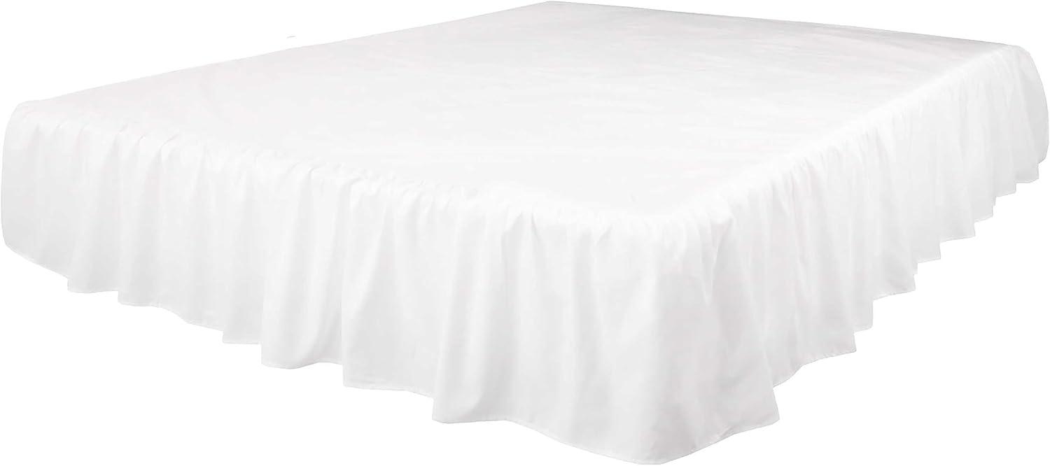 White Full Size Ruffled Microfiber Bed Skirt with 16" Drop