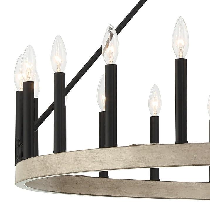 ACROMA  24 Light Modern Farmhouse Wagon Wheel Chandelier-UL Certified Driftwood