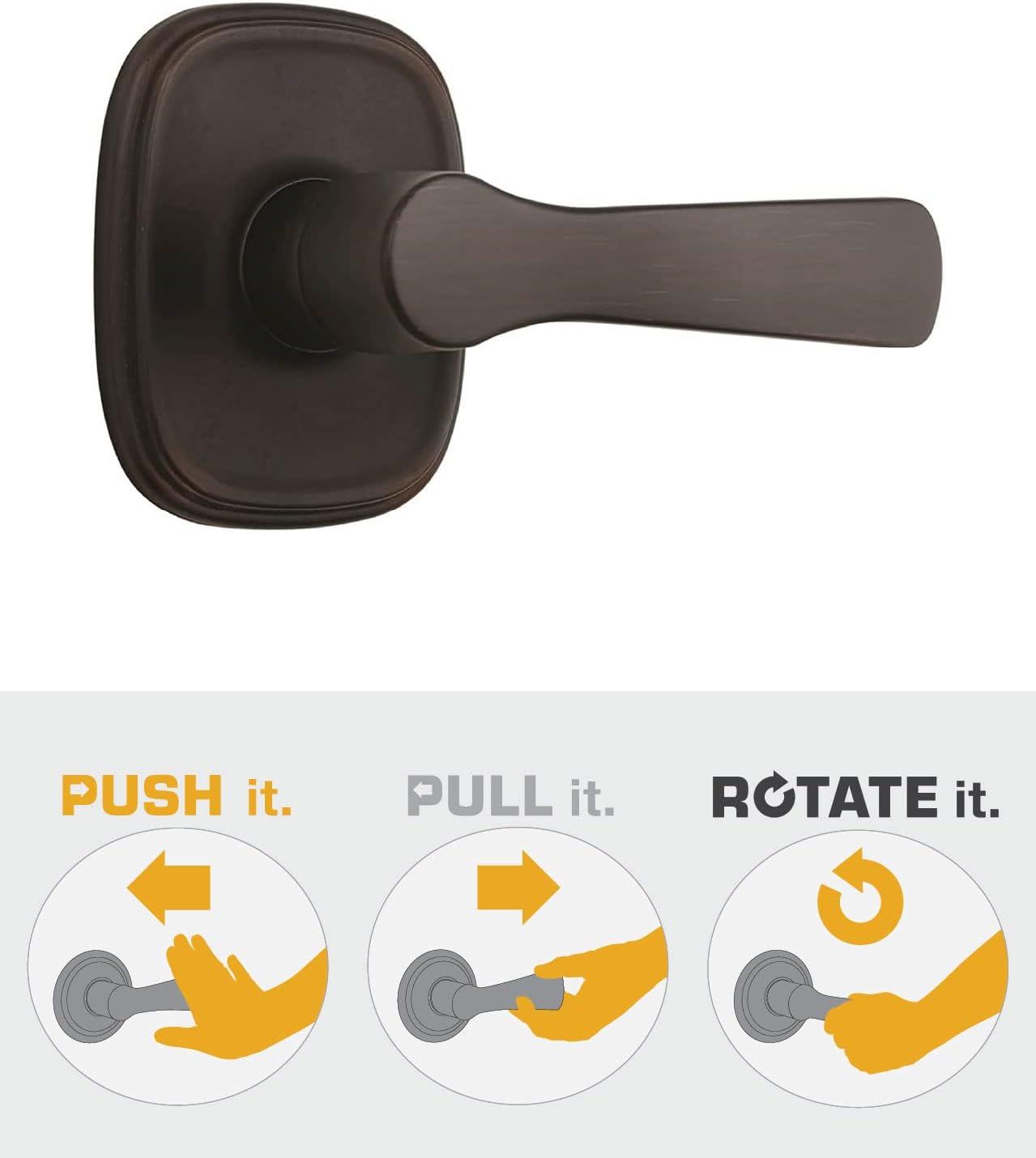 BRINKS - Alwood Push Pull Rotate Hall and Closet Door Knob, Tuscan Bronze - Door Lock That Opens Hands-Free with a Push, a Pull Or by Rotating
