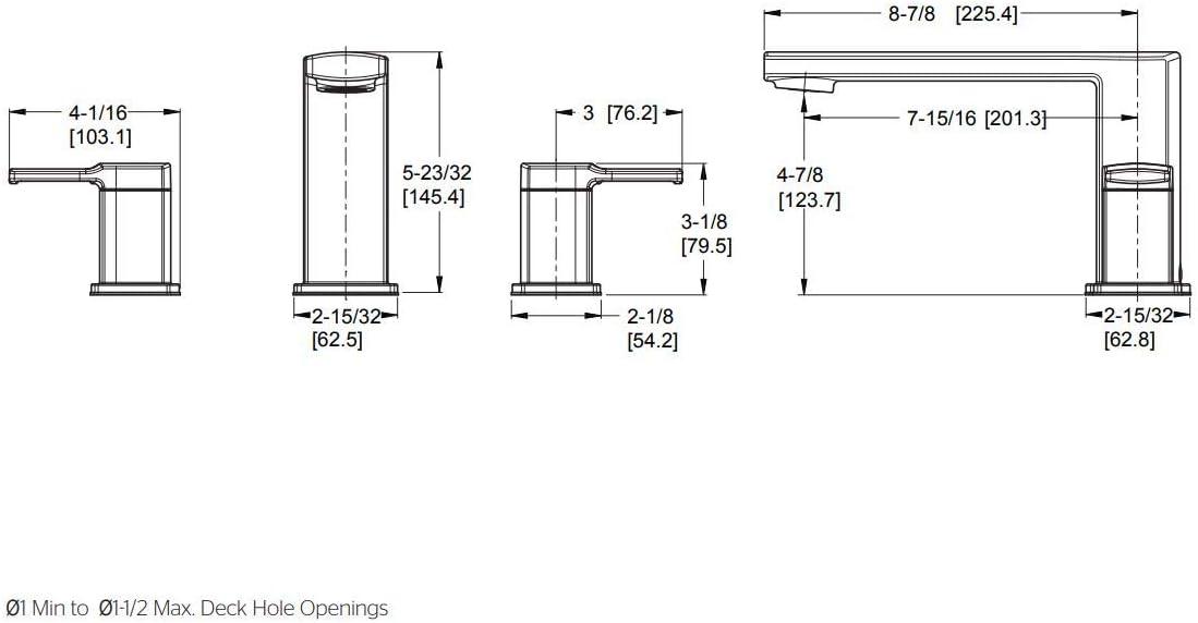 Deckard Double Handle Deck Mounted Roman Tub Faucet Trim