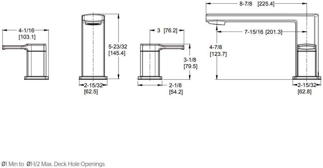 Pfister RT6-5DAB Deckard Double Handle Deck Mounted Roman Tub Faucet Trim