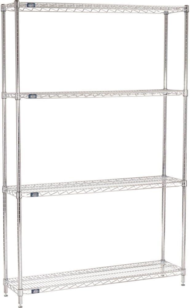 Nexel 4-Tier Chrome Wire Shelving Unit with Adjustable Shelves