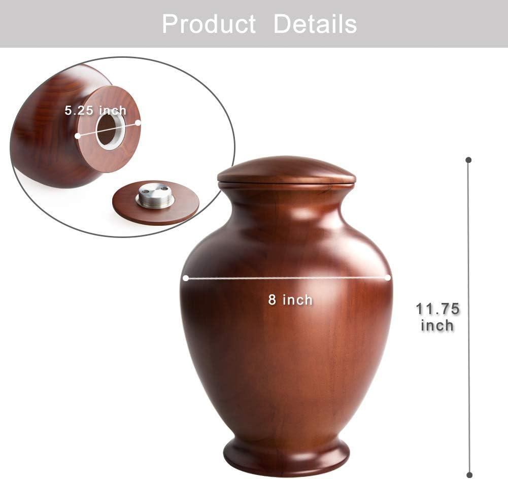 Elegant Dark Brown Pine Wood Cremation Urn