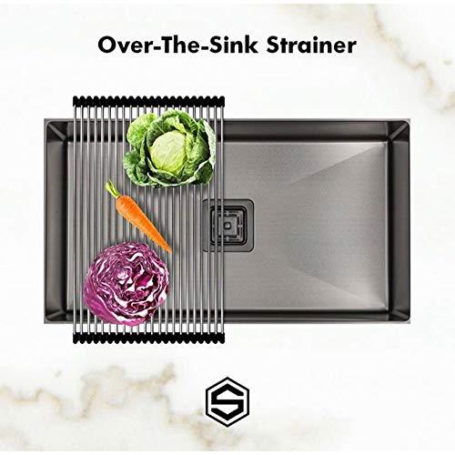 Strictly Sinks Stainless Steel Dish Drying Rack Polished Chrome Multipurpose Foldable Roll Up Rack