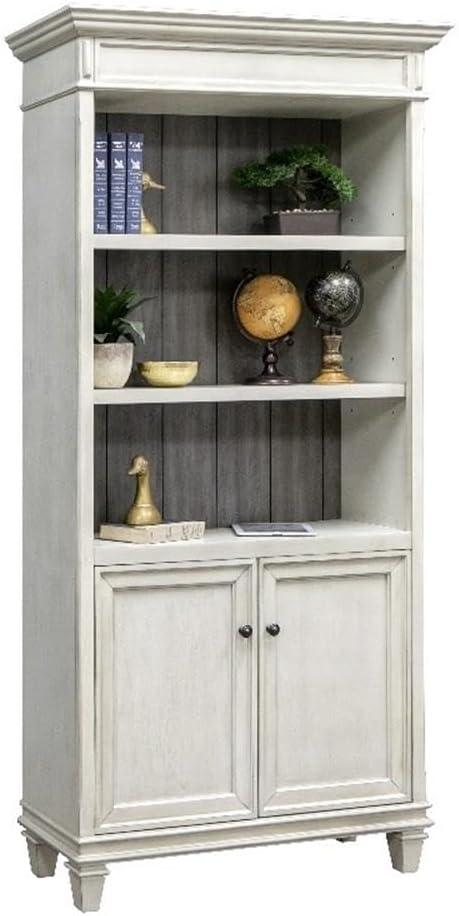 Hartford Wood Bookcase With Doors Storage Cabinet Office Shelves White