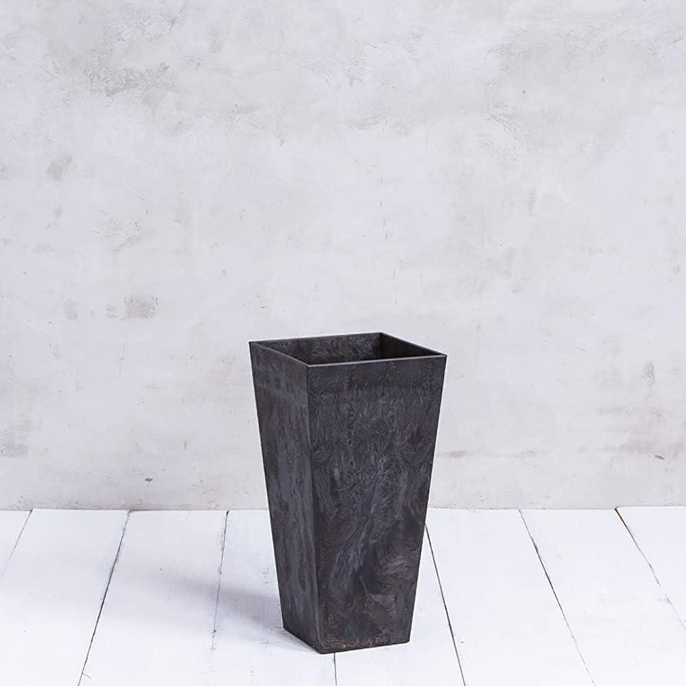 Novelty Ella Artstone Tall Square Plastic Resin Planter with Water Minder System, Black 27.5"