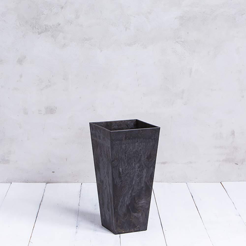 Novelty Ella Artstone Tall Square Plastic Resin Planter with Water Minder System, Black 27.5"