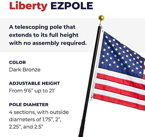 21 ft Bronze Telescopic Flagpole Kit with American Flag