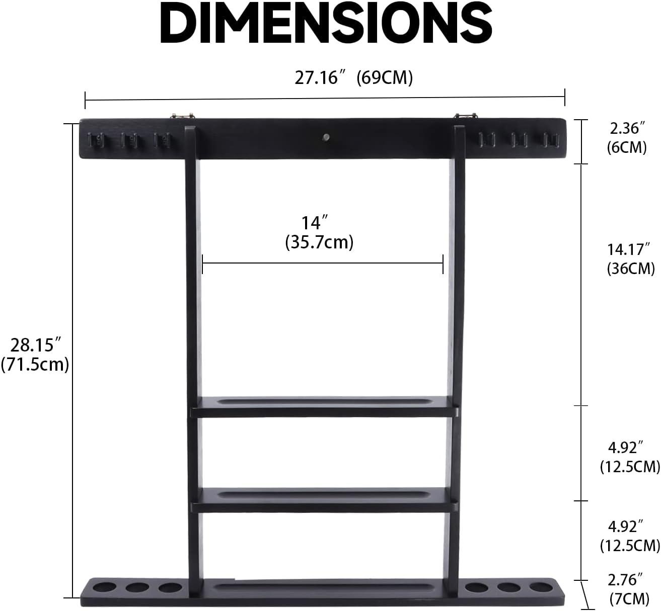 6 Pool Cue Stick Hanging Wall Mounting Rack