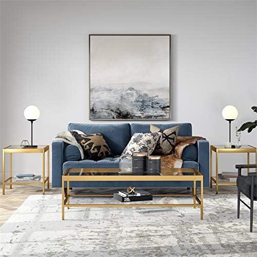 Evelyn&Zoe Alexis 54" Wide Rectangular Coffee Table, Brass