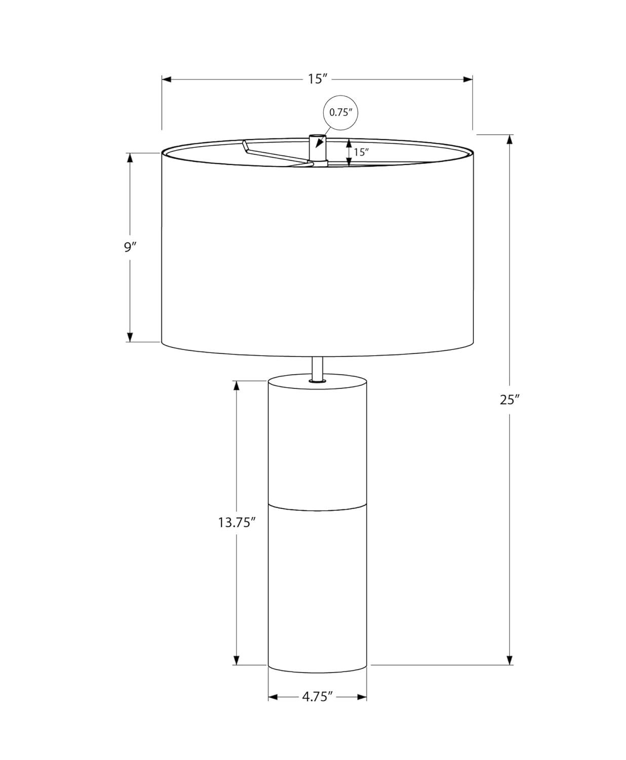 Monarch Specialties Lighting 25inchH Table Lamp Black Concrete Black Shade Contemporary