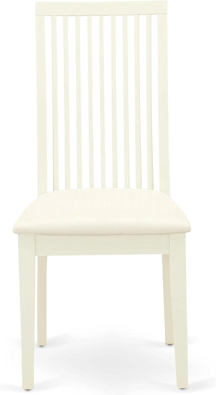 Linen White Upholstered Wood Slat Back Dining Chairs - Set of 2