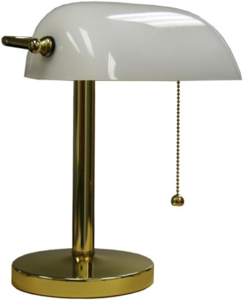 ORE International 12.5"H White Bankers Lamp-Color:White