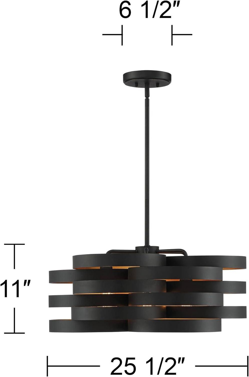 Zia Black Gold 28" Wide Modern Industrial 6-Light Chandelier