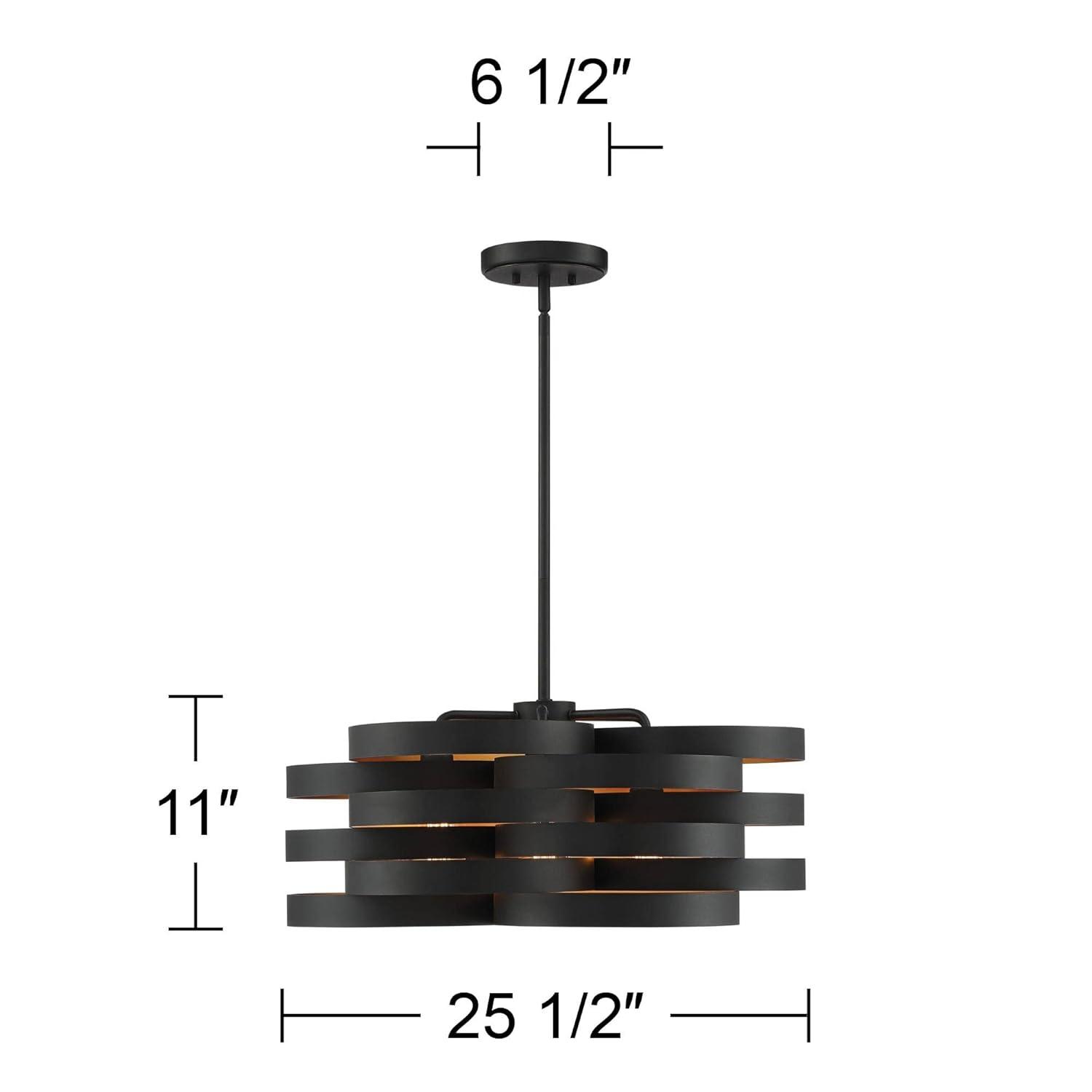Possini Euro Design Zia Black Gold Chandelier 25 1/2" Wide Modern 6-Light Fixture for Dining Room House Foyer Kitchen Island Entryway Bedroom Home