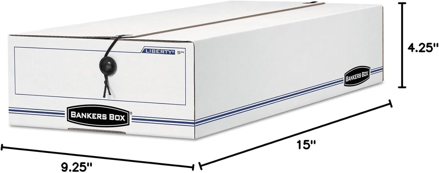 Bankers Box® Liberty Check/Deposit Slip Storage Box, 9 x 23 x 4, WE/BE, 12/Carton