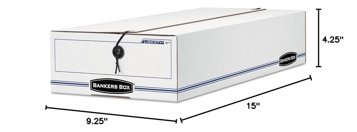 Bankers Box® Liberty Check/Deposit Slip Storage Box, 9 x 23 x 4, WE/BE, 12/Carton