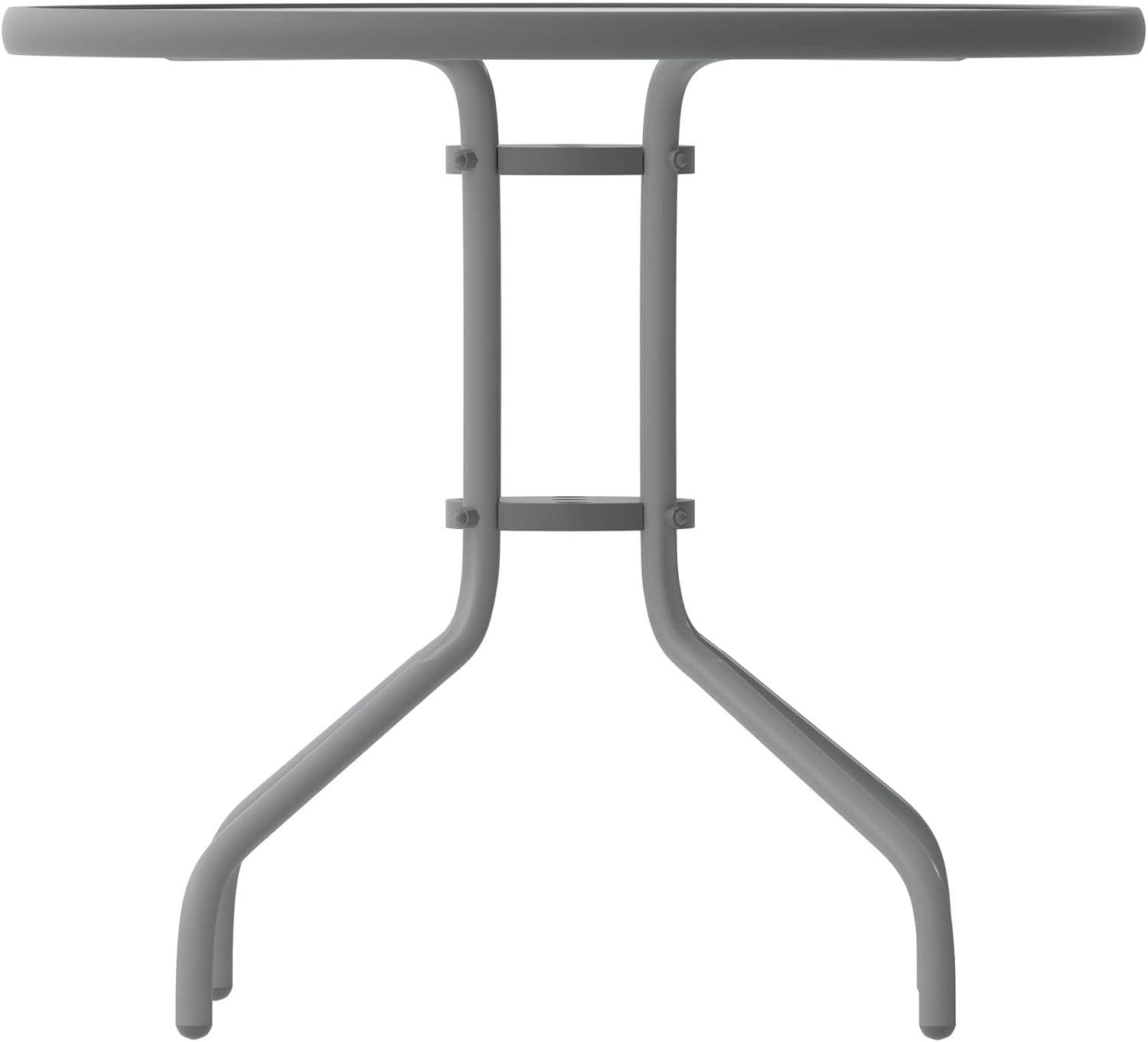 Flash Furniture Bellamy 31.5'' Silver Round Tempered Glass Metal Table