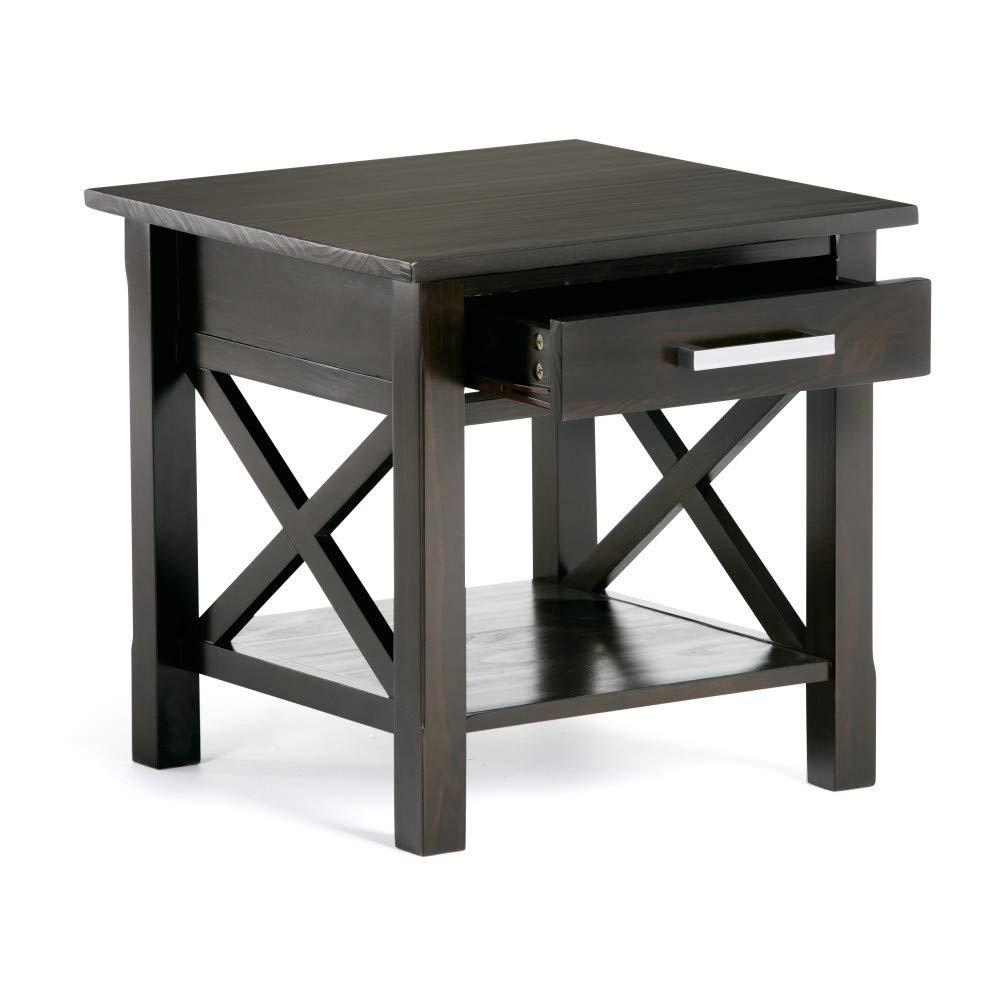 Simpli Home Kitchener 21"W Solid Mango Wood Square End Table with Storage Drawer