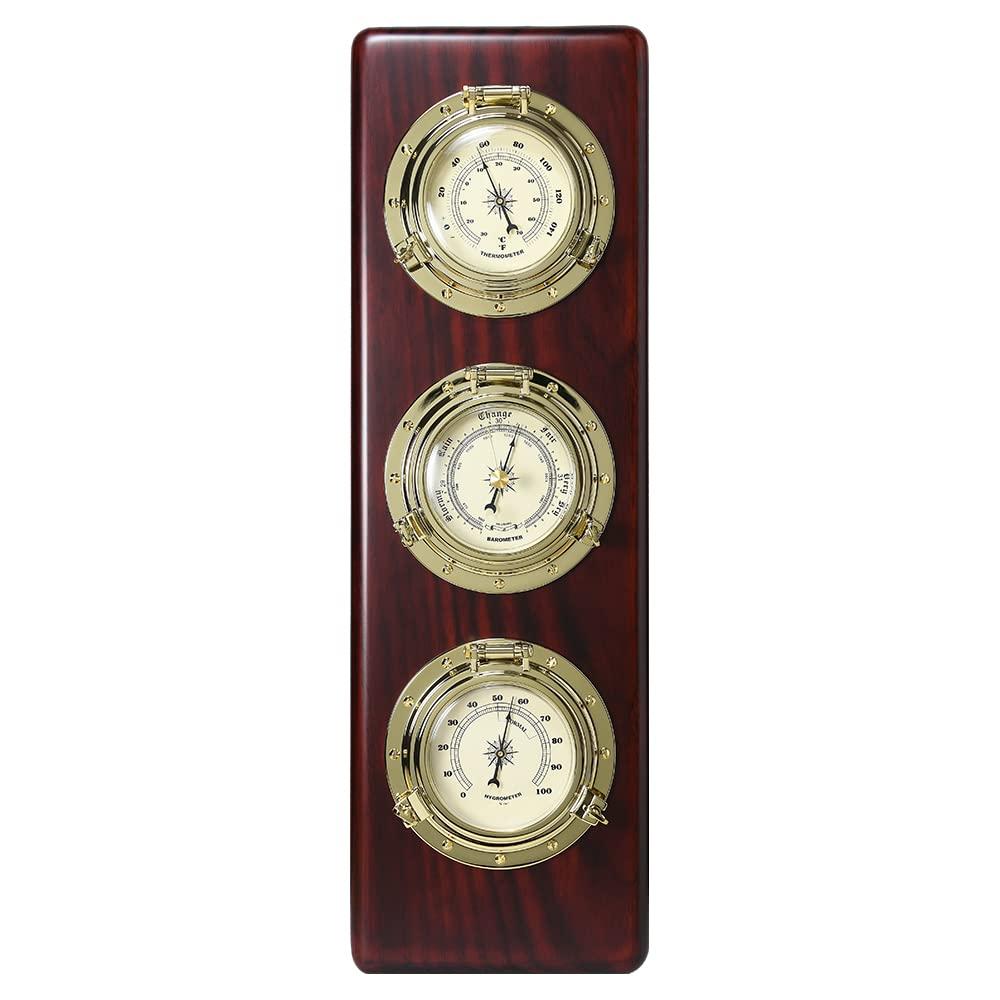 Ambient Weather WS-GL032 Porthole Collection Weather Center with Thermometer, Hygrometer, Barometer