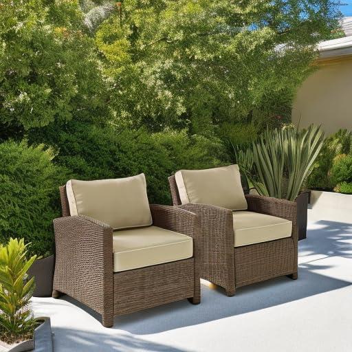 Crosley Bradenton 2 Piece Outdoor Wicker Seating Set with Sand Cushions: Steel Frame, UV-Resistant
