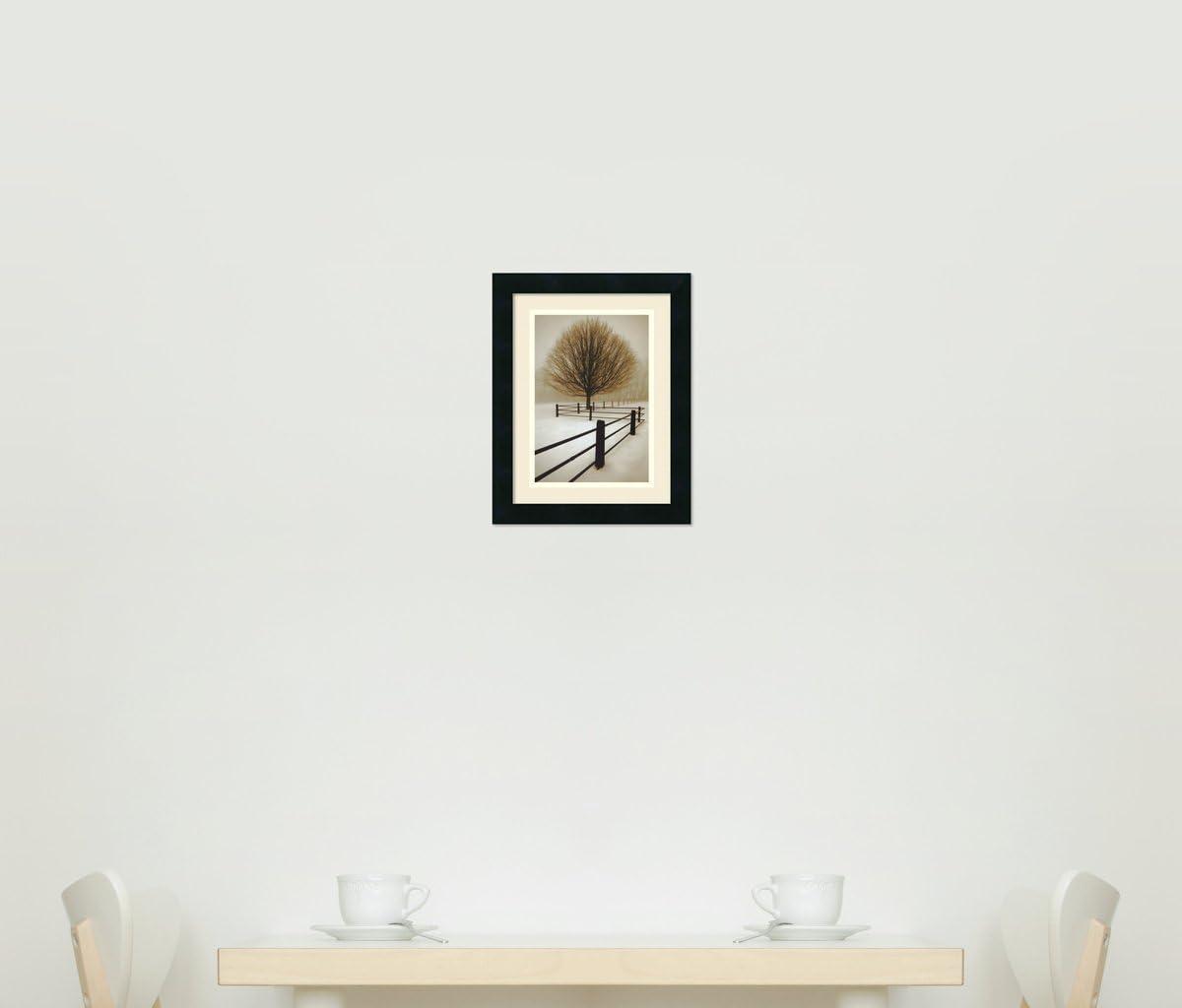 Solitude Snowy Landscape Black Wood Framed Art Print