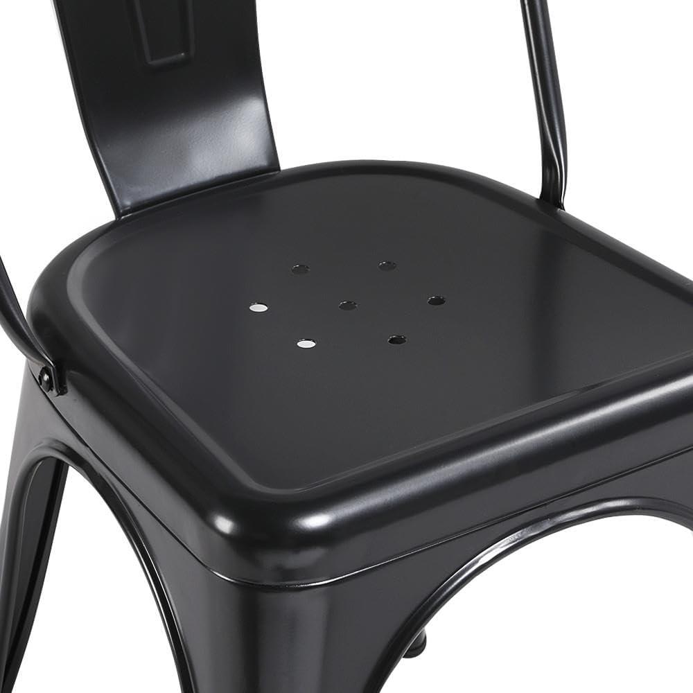 Metal Chairs Set of 4, Stackable Metal Patio Chairs 18 Inch Seat Height, Indoor/Outdoor Tolix Side Chair with Back, 330LBS Weight Capacity, Chic Kitchen Dining Chairs, Black