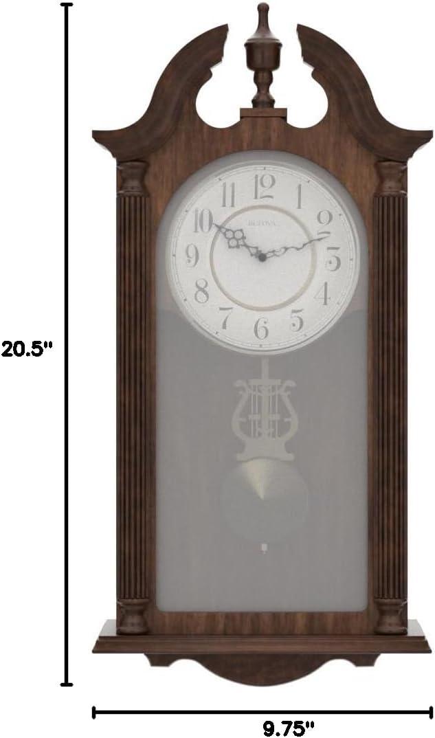 Brown Cherry Wood Classic Pendulum Wall Clock with Night Mode