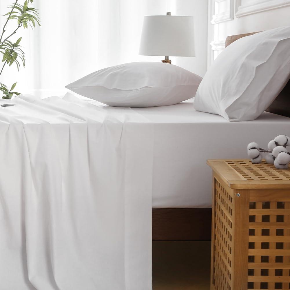 HYPREST 100% Cotton Sheets Extra Deep Pocket, Hotel Luxury Soft Cooling Cotton Sheet Sets