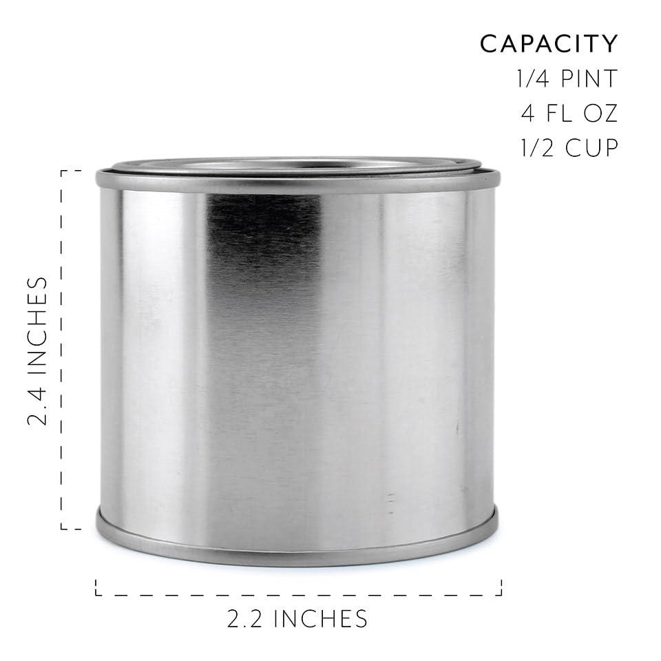 Cornucopia Brands Metal Paint Cans Quarter Pint Size w/ Lids, 6pk, Empty Unlined Mini Paint Pails