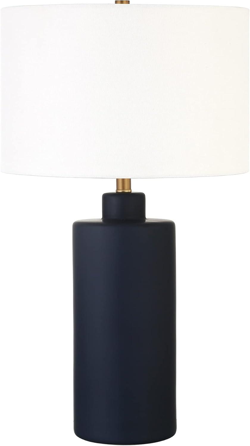 Evelyn&Zoe 25" Contemporary Ceramic Table Lamp with White Drum Linen Shade