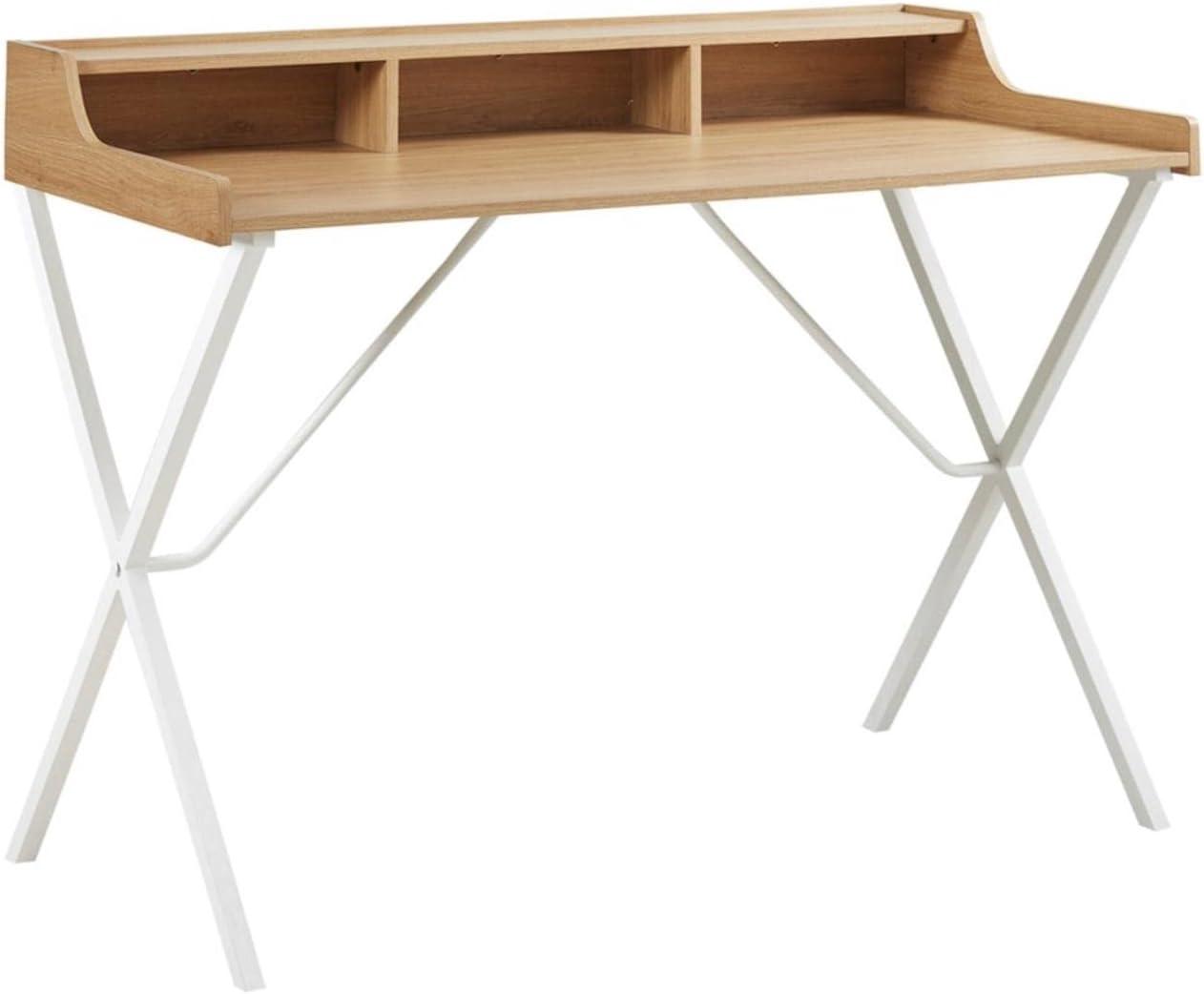 Laurel Writing Desk With Storage with Metal Legs