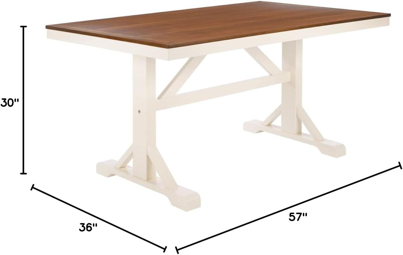 Akash Rectangle Dining Table - White/Natural - Safavieh