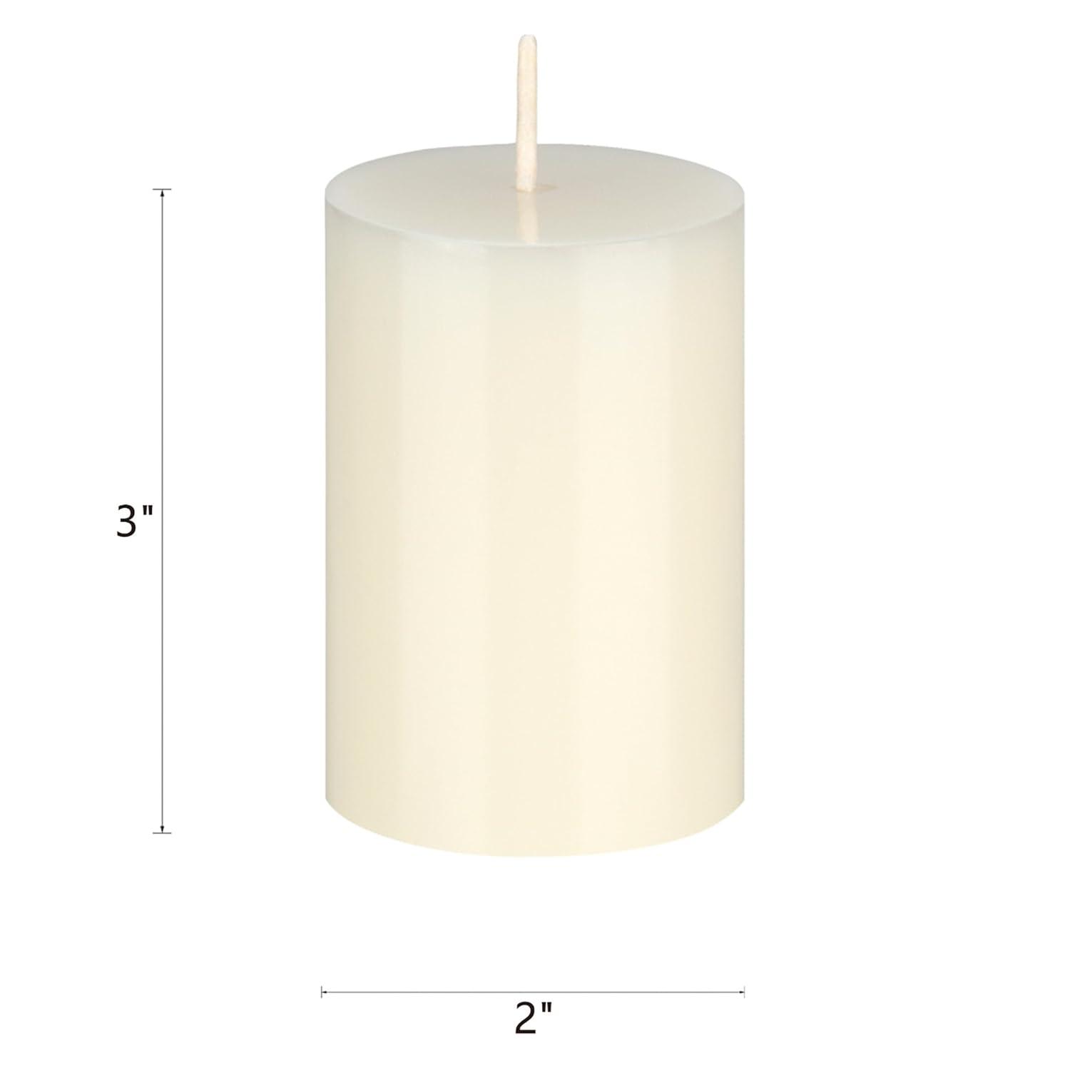 Mega Candles 3 pcs Unscented Ivory Round Pillar Candle, Hand Poured Premium Wax Candles 2 Inch x 3 Inch, Home Décor, Wedding Receptions, Baby Showers, Birthdays, Celebrations, Party Favors & More